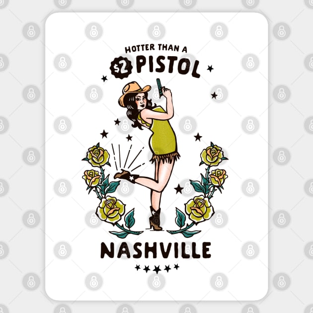 Funny Vintage Nashville, Tennessee Country Cowgirl Sticker by The Whiskey Ginger